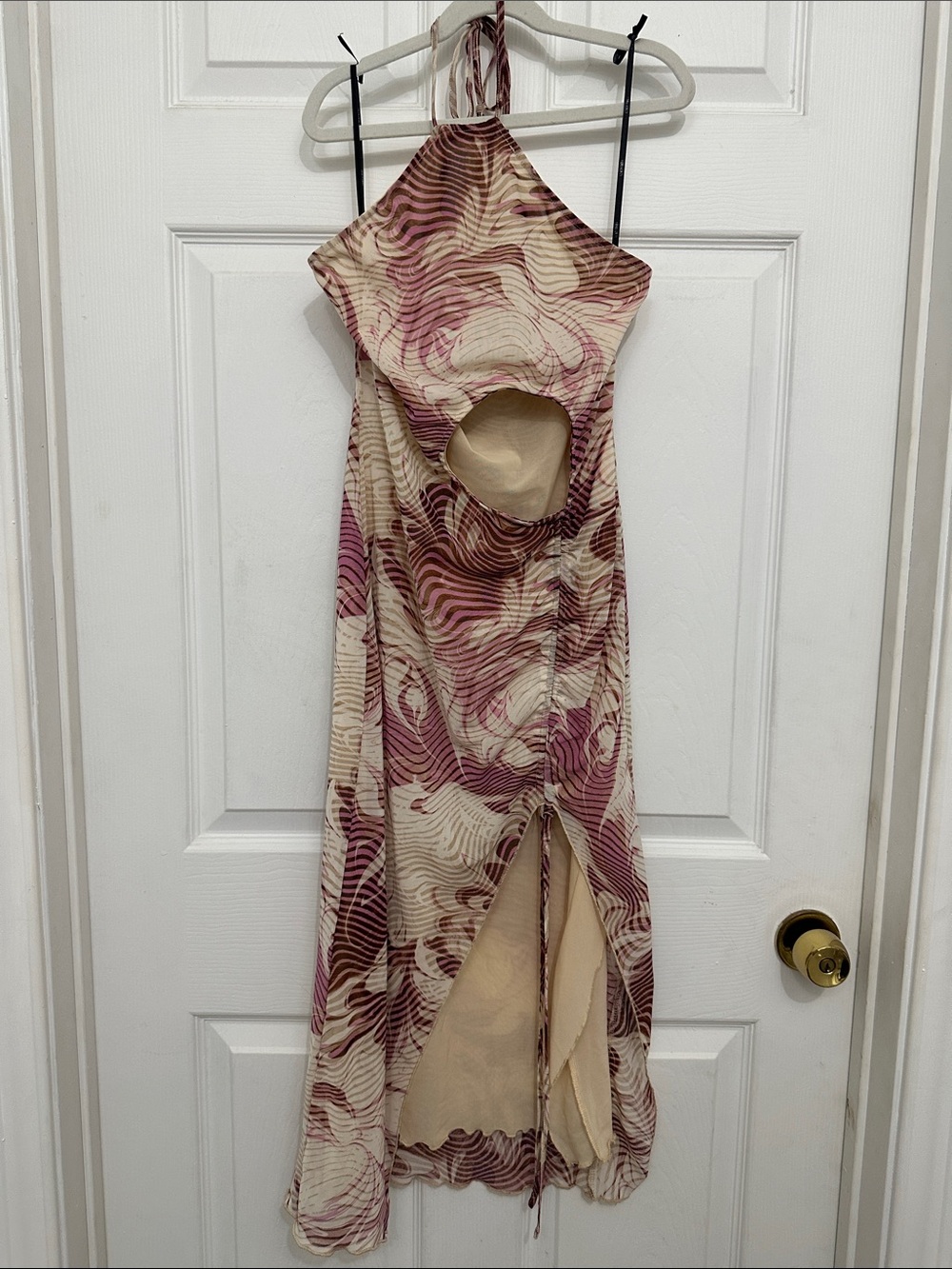 Forever 21 Halter High-Low Maxi Dress in Cream and Mauve